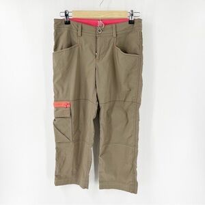 ✅Title Nine Cargo Capri Pants Womens Sz 2 Khaki Flat Front Trail Hiking Outdoors